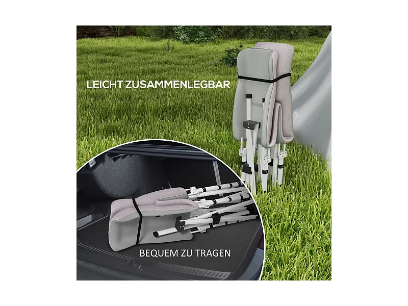 Cama de acampamento dobrável de poliéster com bolsa de transporte 200x65x42cm cinza, resistente até 200kg