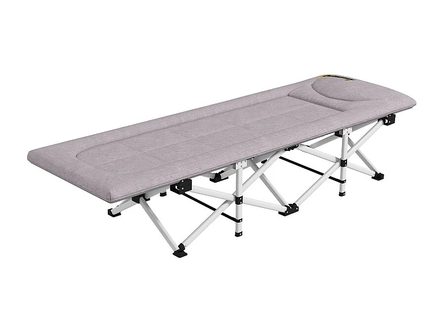 Cama de acampamento dobrável de poliéster com bolsa de transporte 200x65x42cm cinza, resistente até 200kg