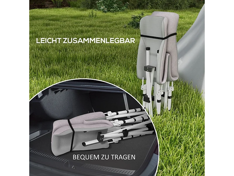Cama de acampamento dobrável de poliéster com bolsa de transporte 200x65x42cm cinza, resistente até 200kg