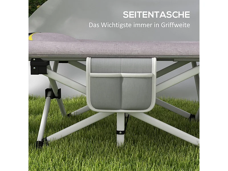 Cama de acampamento dobrável de poliéster com bolsa de transporte 200x65x42cm cinza, resistente até 200kg