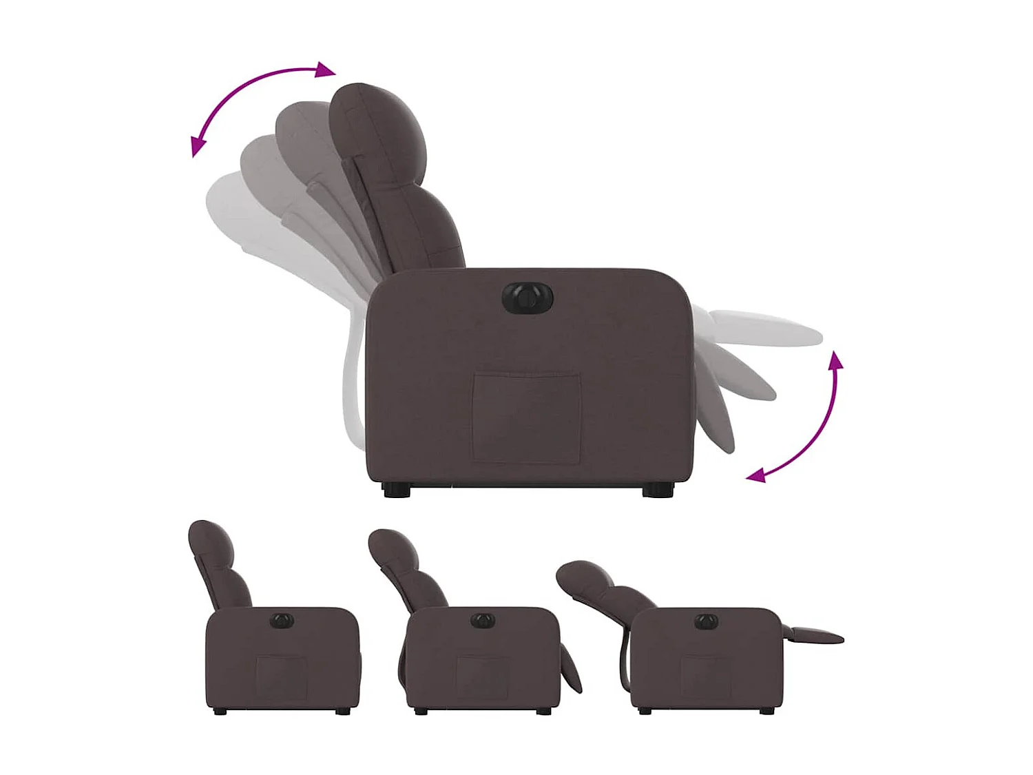 Fauteuil inclinable électrique-Chaise de relax-Fauteuil TV marron foncé tissu SHL3926