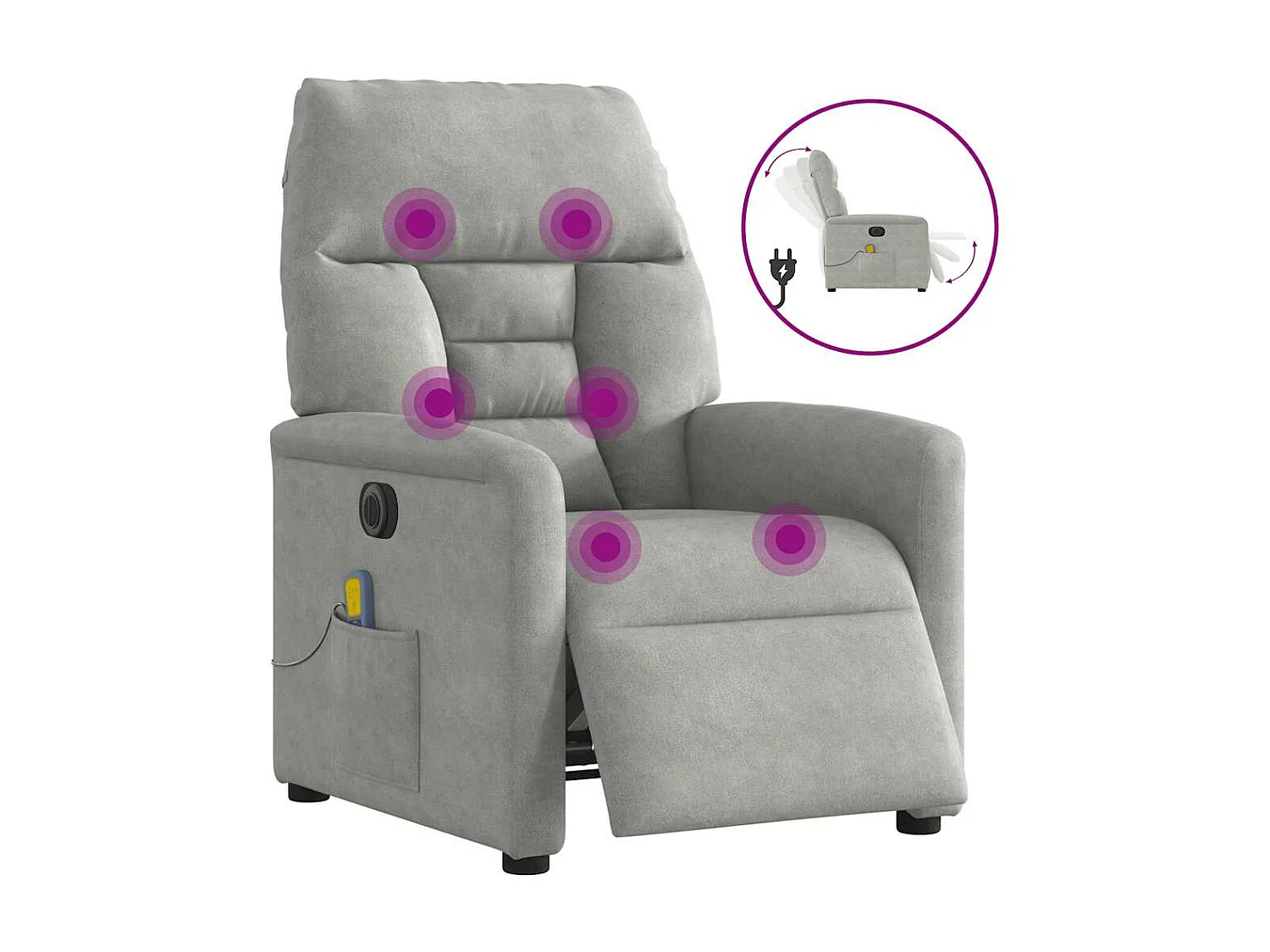 Fauteuil inclinable électrique-Chaise de relax-Fauteuil de Massage gris clair SHL1936