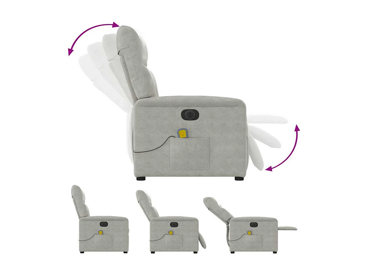Fauteuil inclinable électrique-Chaise de relax-Fauteuil de Massage gris clair SHL1936