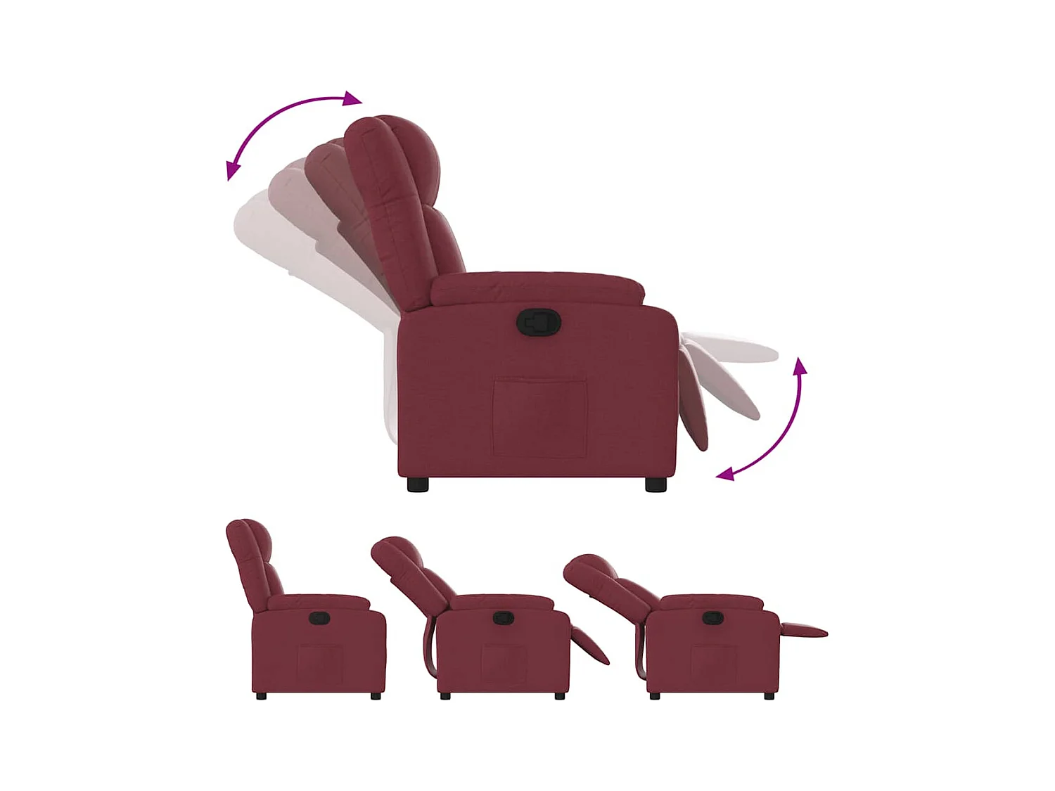 Sillón de relax | Silla | Sillón reclinable de tela rojo tinto SHL4714