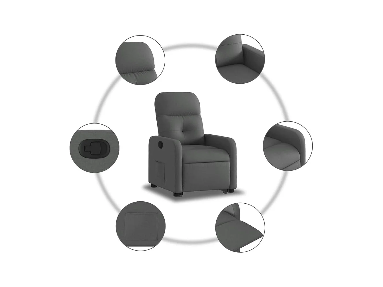 Fauteuil inclinable-Chaise de relax-Fauteuil TV Gris foncé Tissu SHL3664