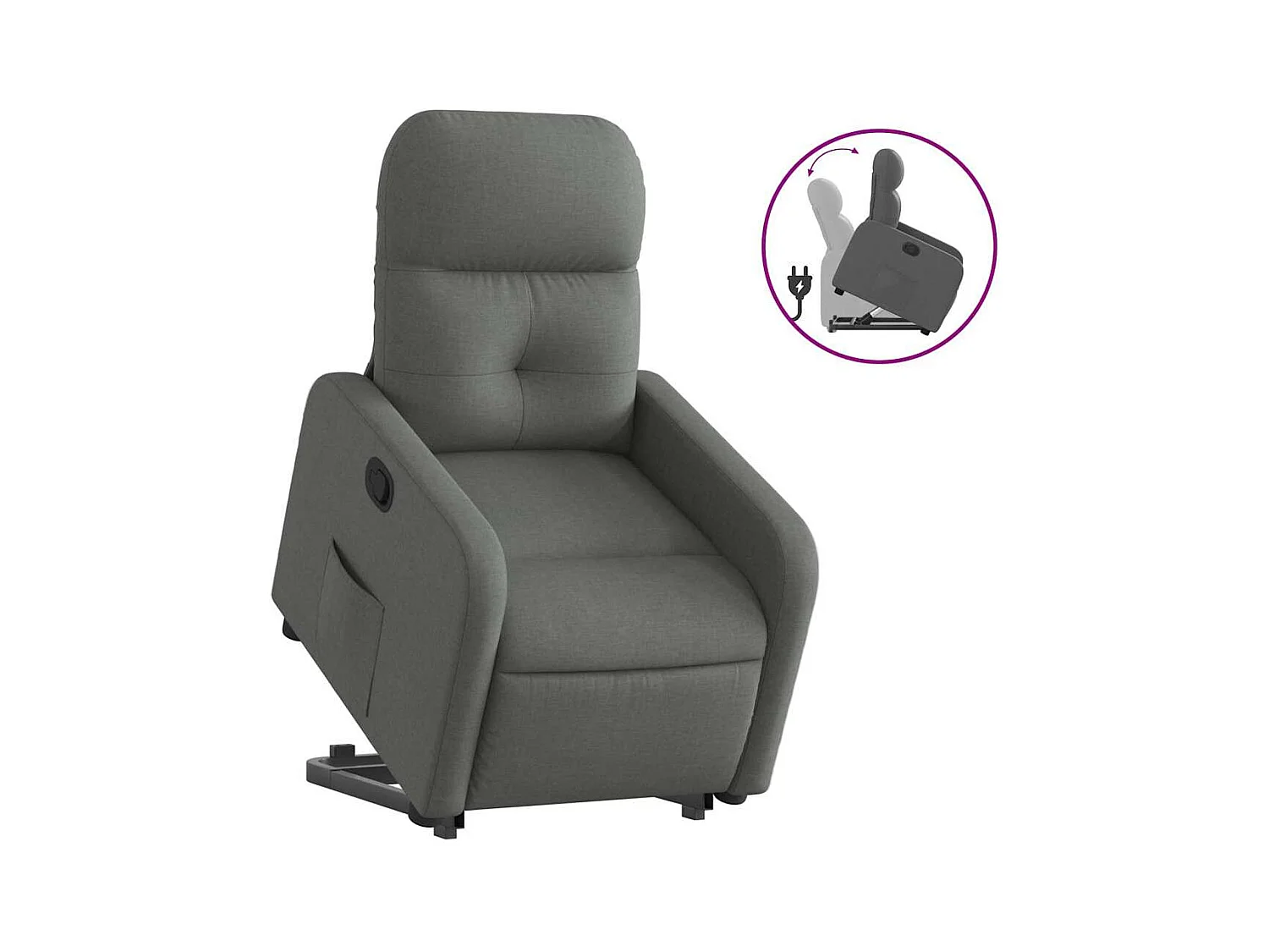 Fauteuil inclinable-Chaise de relax-Fauteuil TV Gris foncé Tissu SHL3664