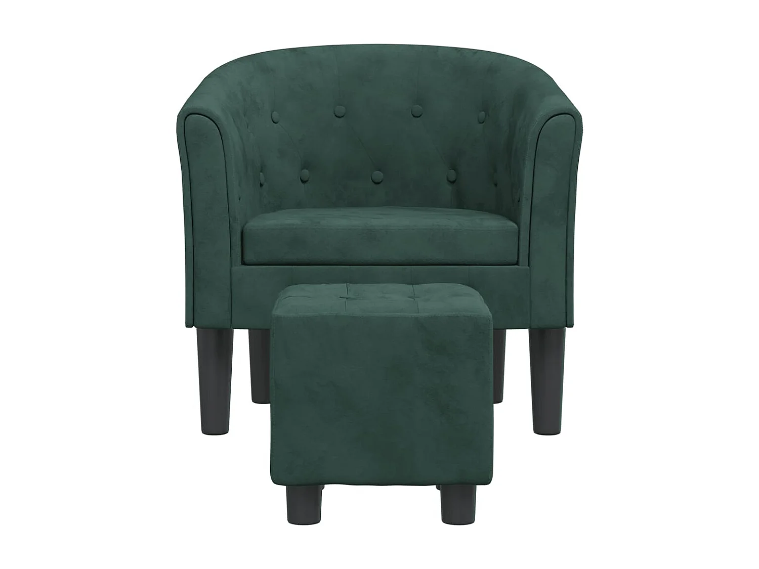 Sillón de salón | Silla de relax con taburete terciopelo verde oscuro SHL7151