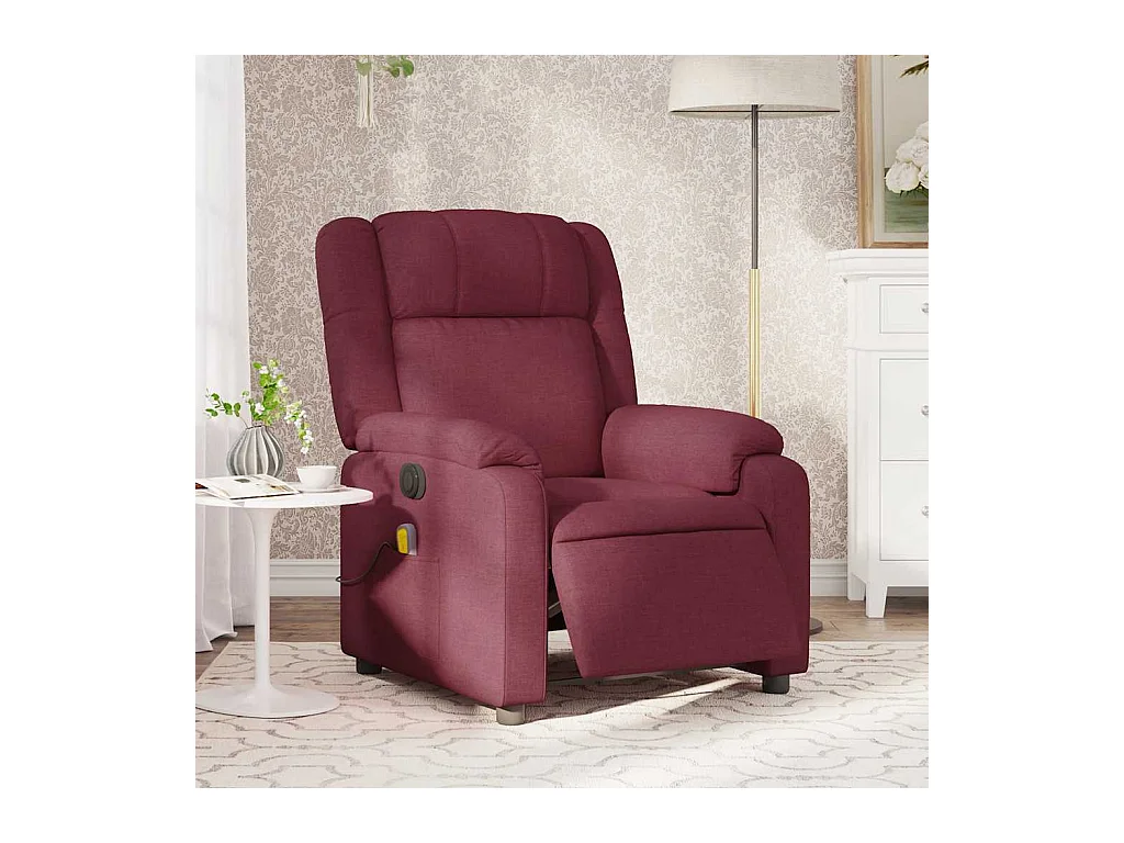 Poltrona reclinável de massagens elétrica tecido vermelho tinto SHL12230