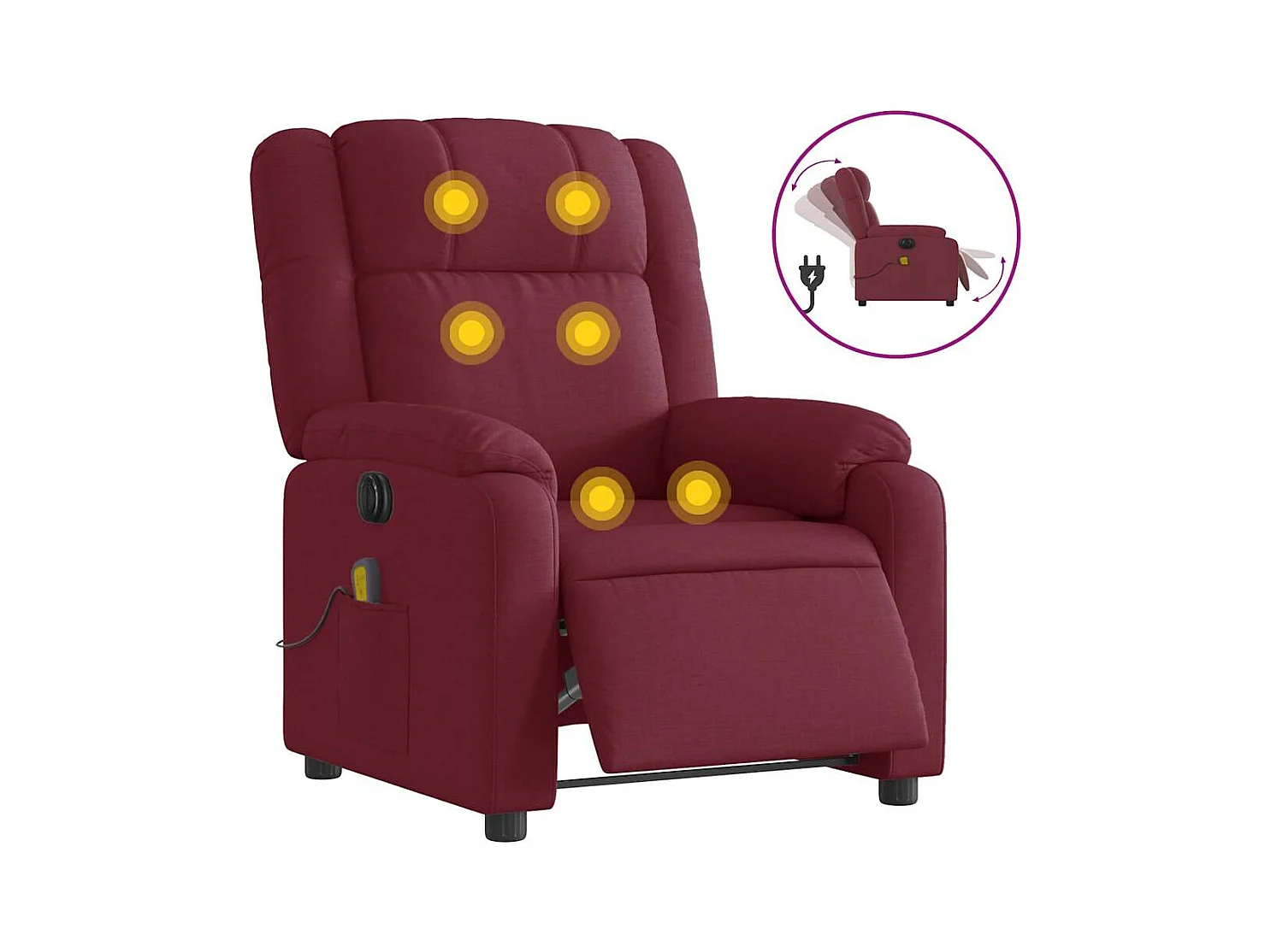 Fauteuil inclinable électrique-Fauteuil de massage de Salon Rouge bordeaux Tissu SHL1852