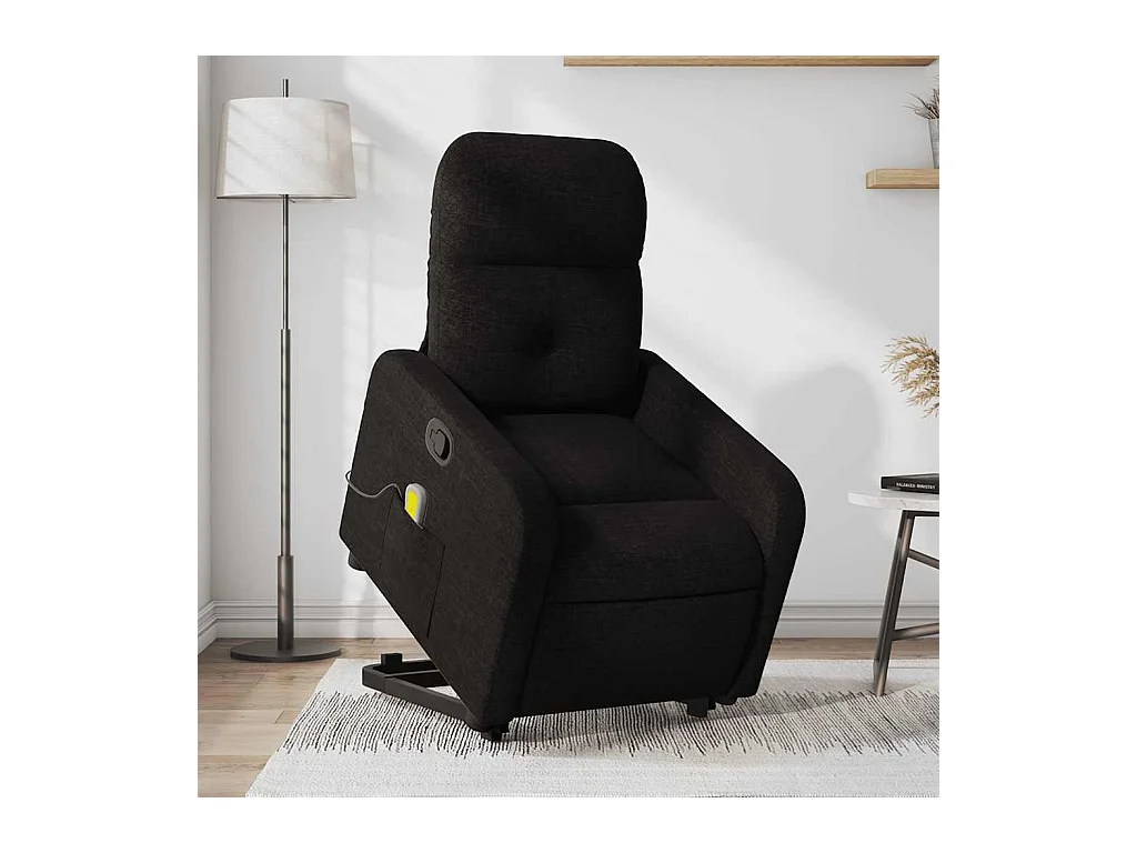Poltrona de massagens reclinável elevatória tecido preto SHL147719
