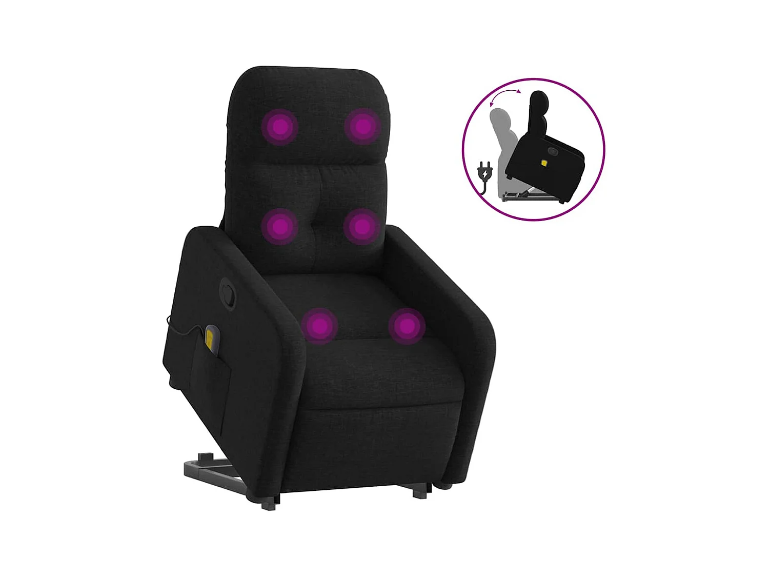 Fauteuil inclinable-Chaise de relax-Fauteuil de Massage Noir Tissu SHL1364