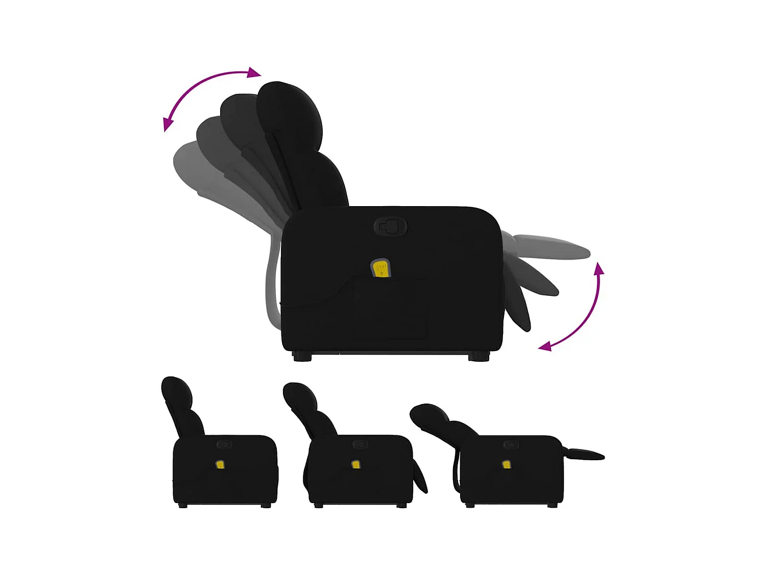 Sillón de relax | Sillón reclinable de masaje elevable tela negro SHL6686