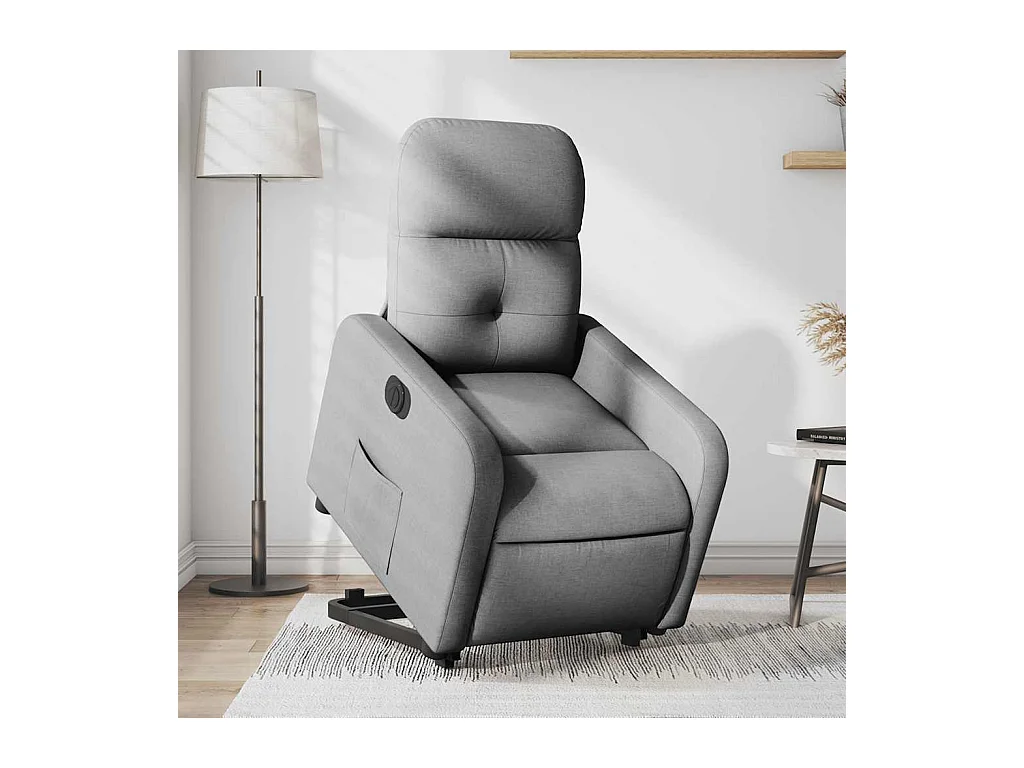 Silla de relax | Sillón eléctrico reclinable elevable de tela gris claro SHL3096