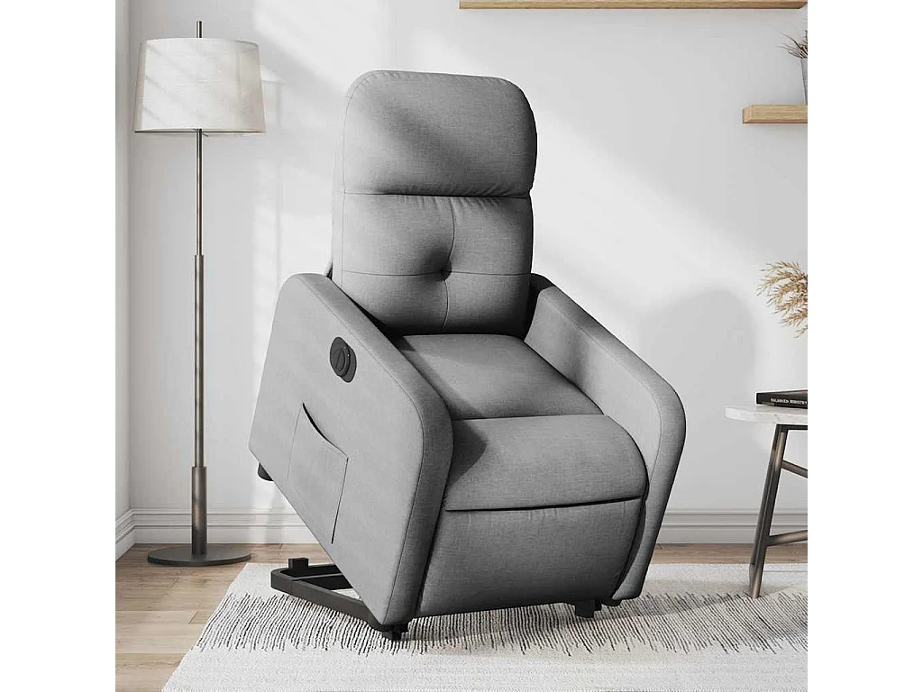 Fauteuil inclinable électrique-Chaise de relax-Fauteuil salon gris clair tissu SHL1276