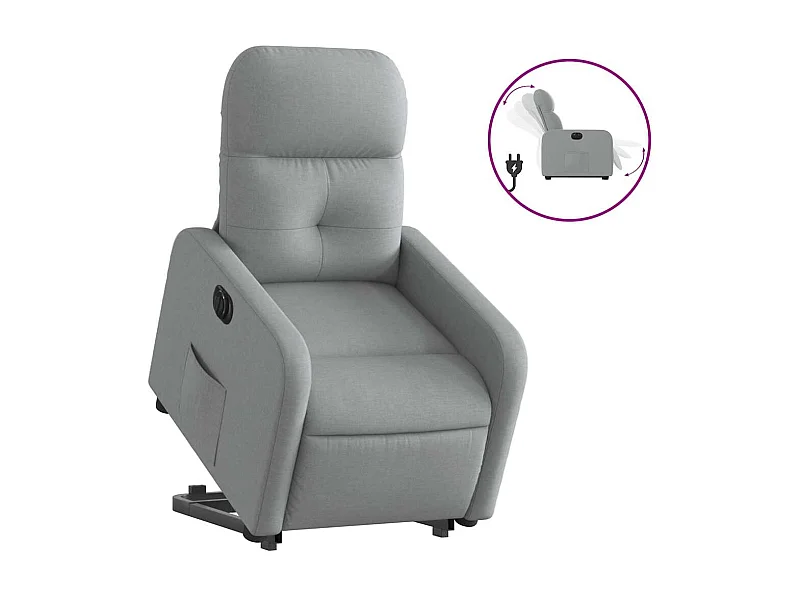 Fauteuil inclinable électrique-Chaise de relax-Fauteuil salon gris clair tissu SHL1276