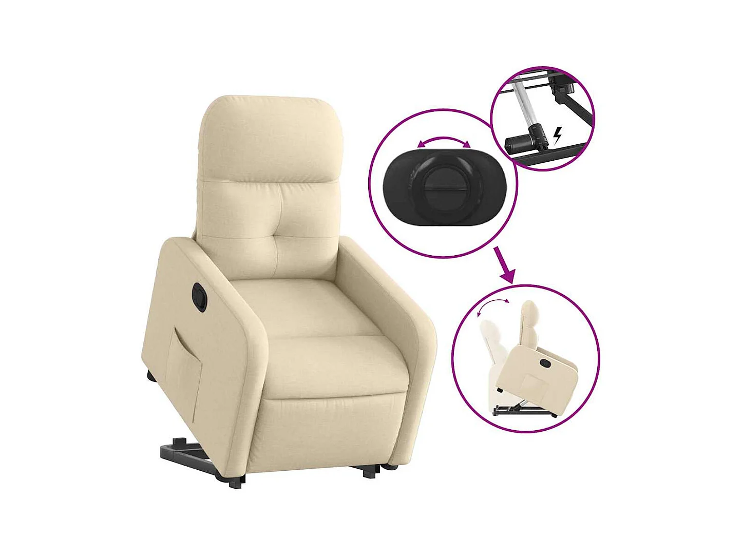 Sillón de relax | Sillón reclinable elevable de tela color crema SHL6603