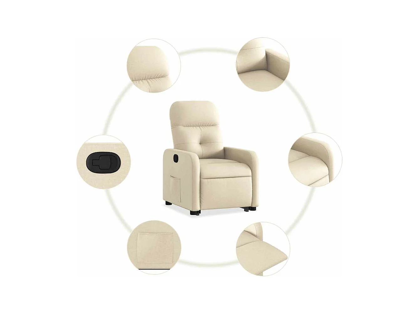 Sillón de relax | Sillón reclinable elevable de tela color crema SHL6603