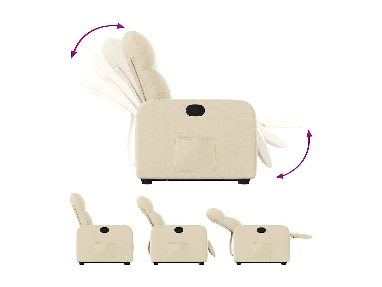 Fauteuil inclinable-Chaise de relax-Fauteuil salon Crème Tissu SHL1399