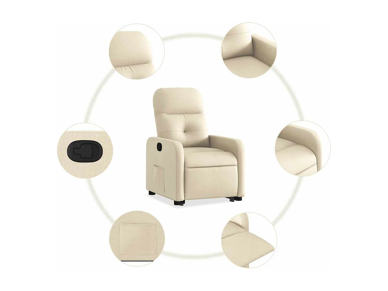 Fauteuil inclinable-Chaise de relax-Fauteuil salon Crème Tissu SHL1399
