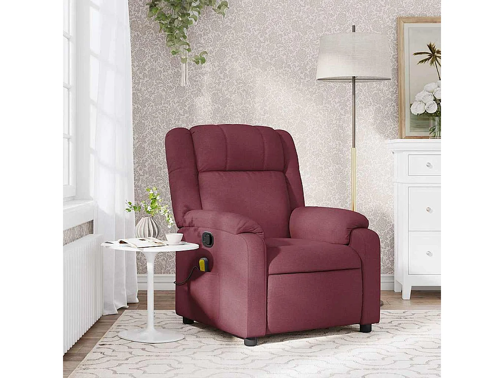 Fauteuil inclinable-Chaise de relax-Fauteuil de Massage Rouge bordeaux Tissu SHL1976
