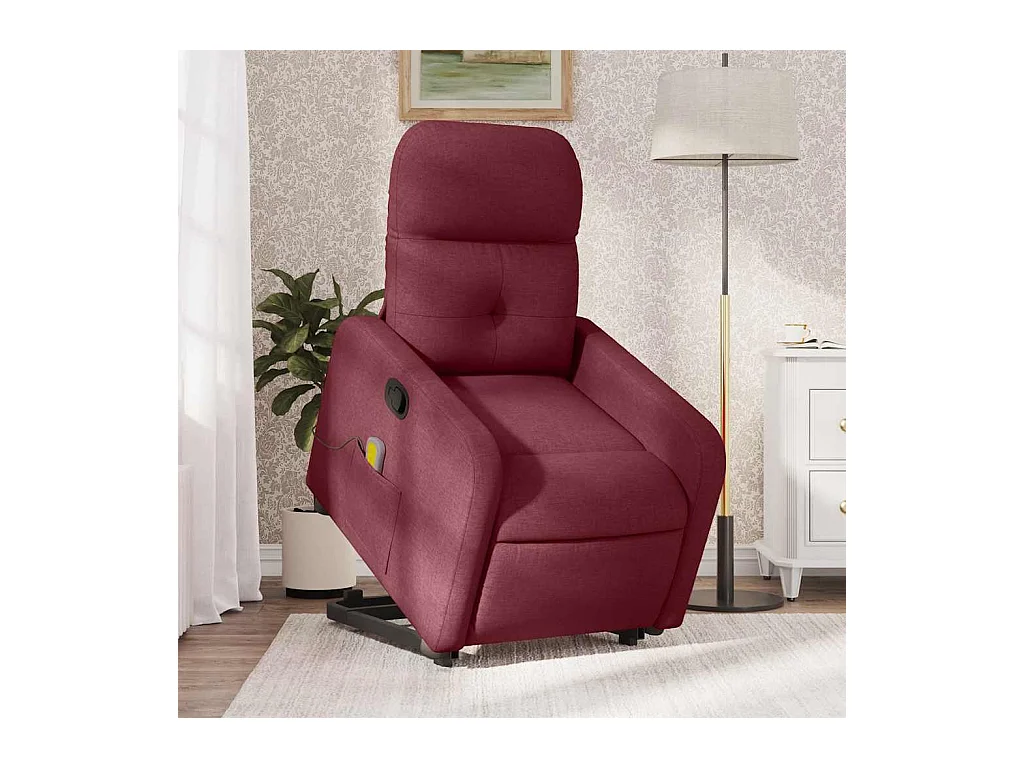 Poltrona de massagens reclin. elevatória tecido vermelho tinto SHL947668