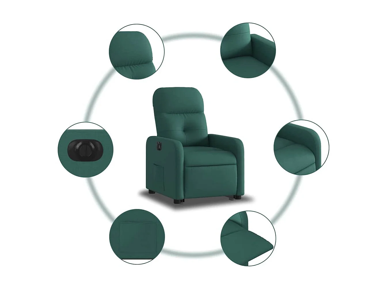 Fauteuil inclinable électrique-Chaise de relax-Fauteuil TV vert foncé tissu SHL4483
