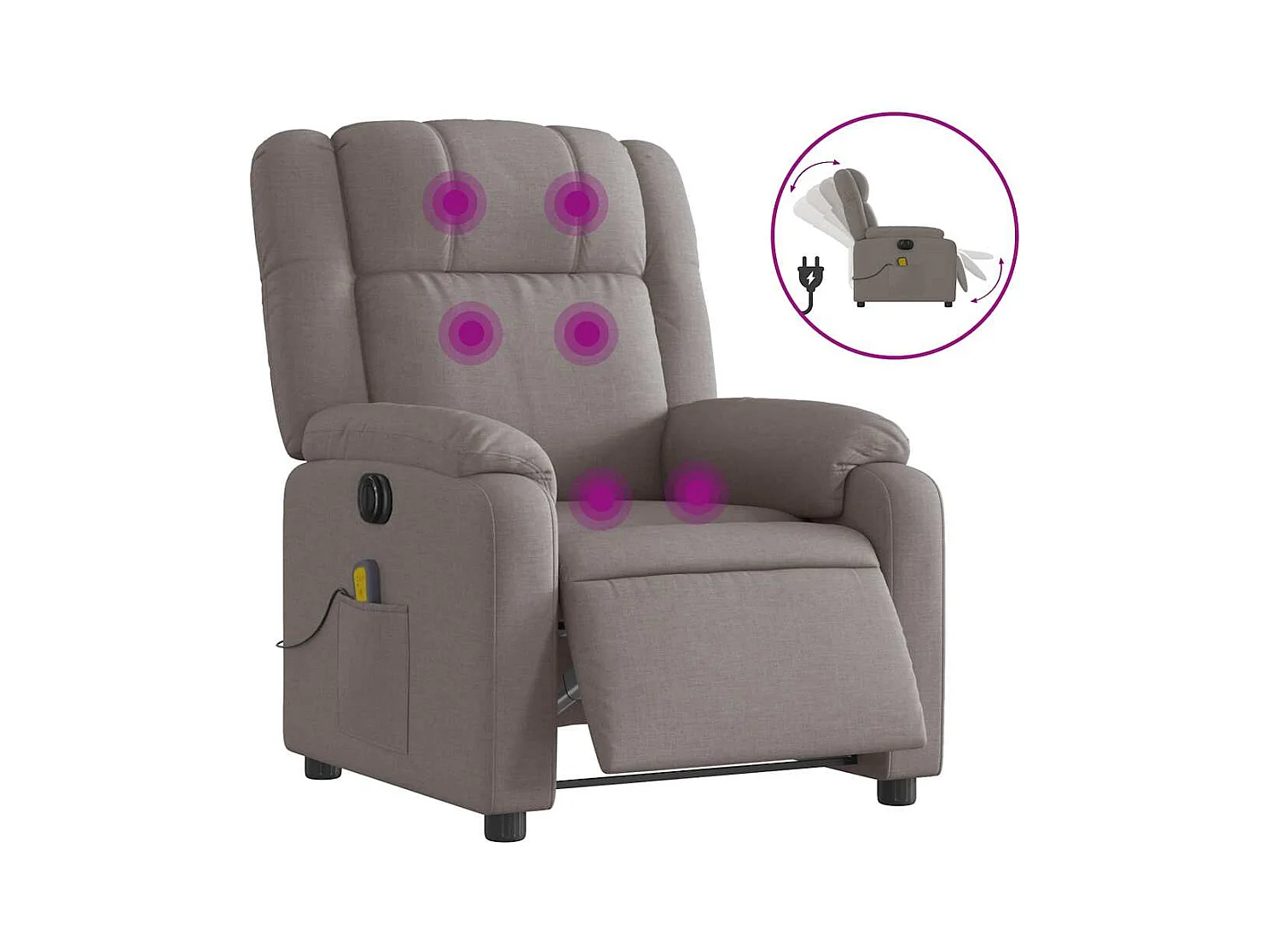 Fauteuil inclinable électrique-Fauteuil de massage de Salon Taupe Tissu SHL2886