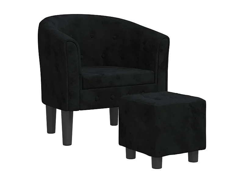 Sillón de salón | Silla de relax con taburete terciopelo negro SHL8121