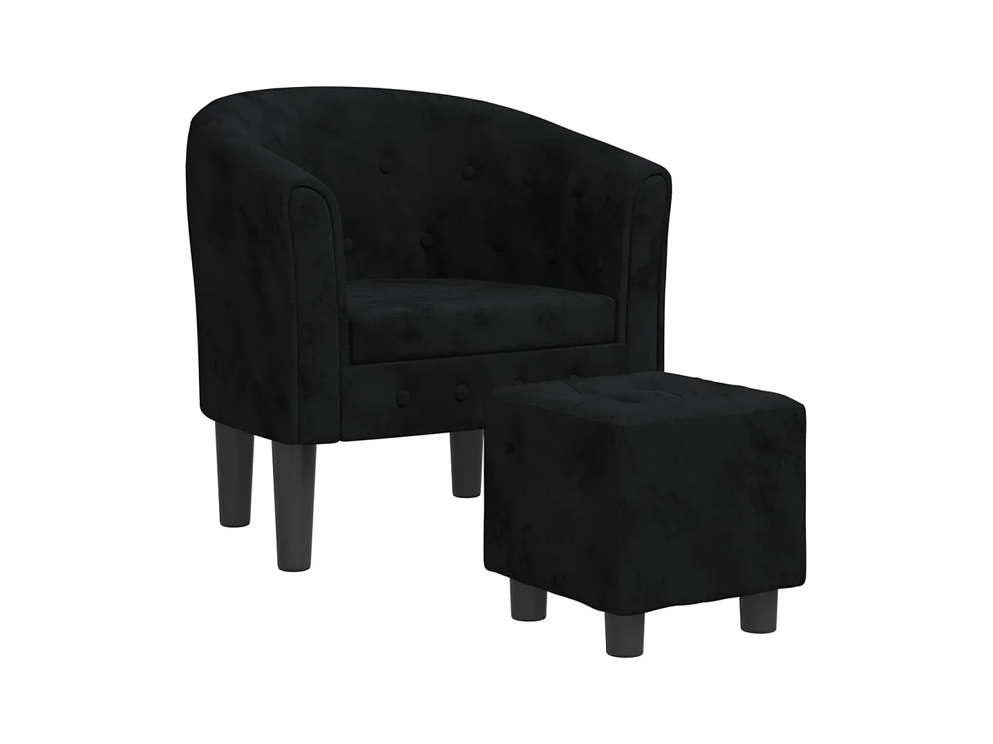 Fauteuil de salon-Fauteuil relax avec repose-pied noir velours SHL3685