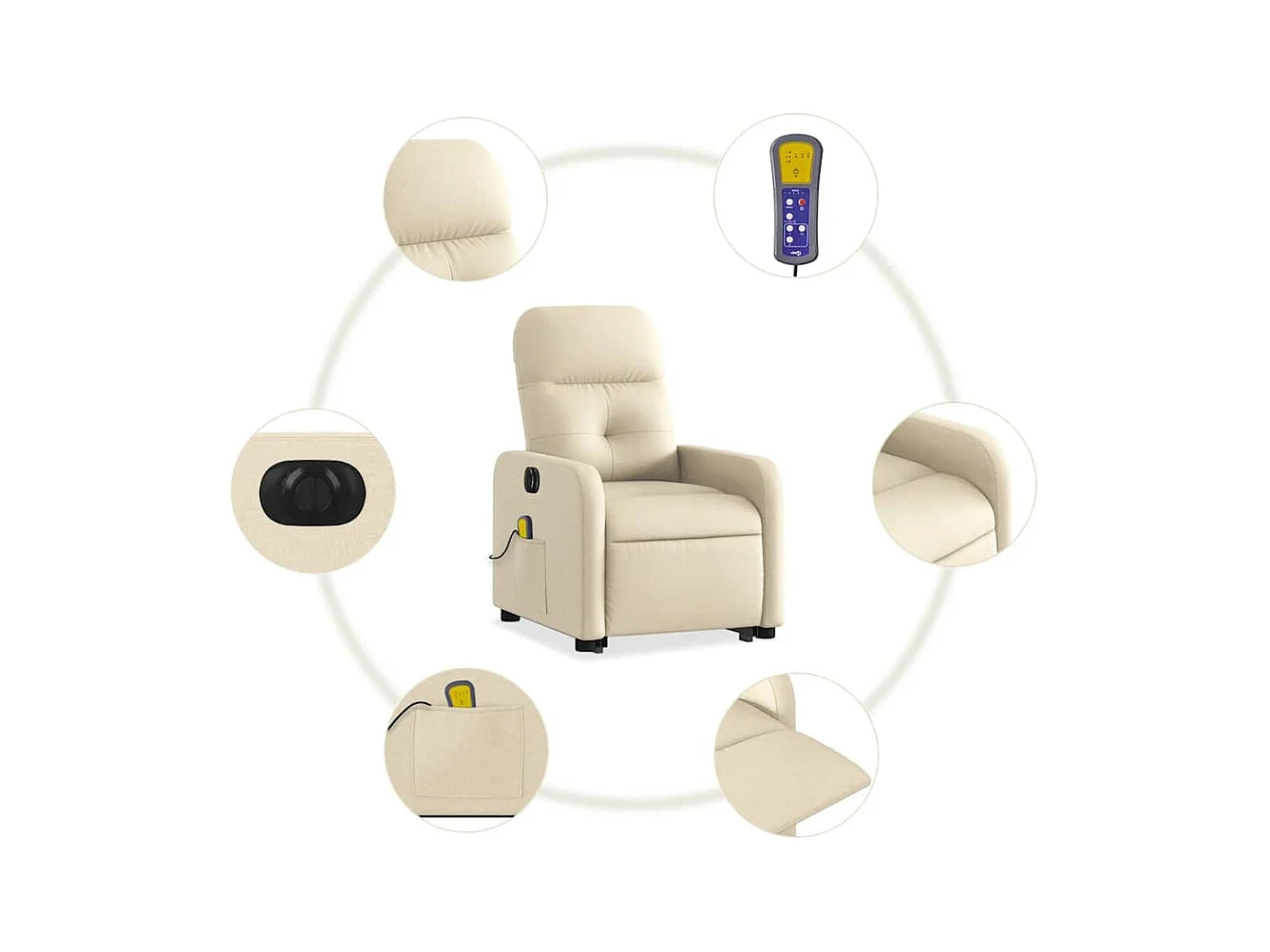 Poltrona elétrica elevatória massagens tecido creme SHL174229