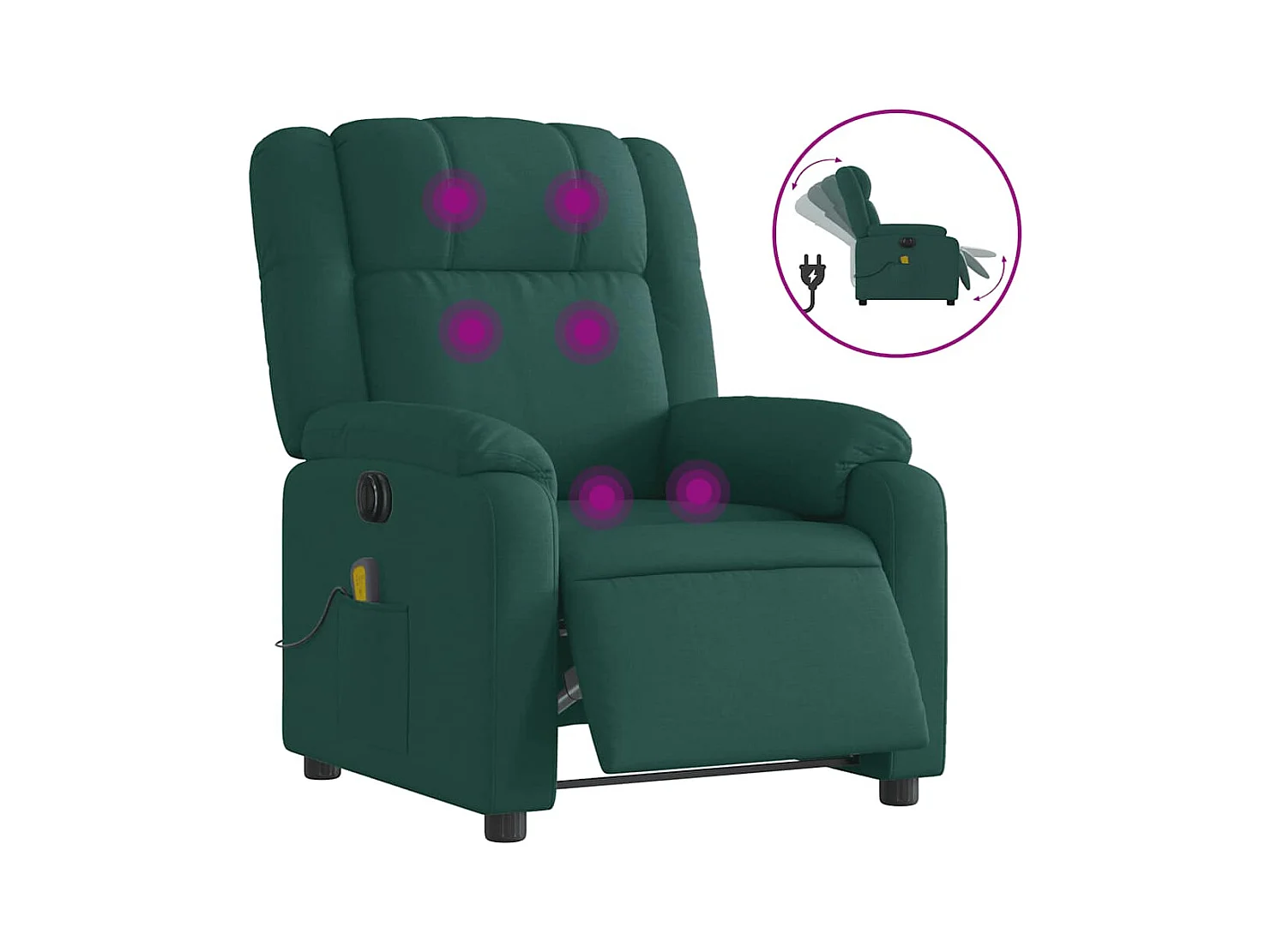 Fauteuil inclinable électrique-Fauteuil de massage de Salon Vert foncé Tissu SHL1654
