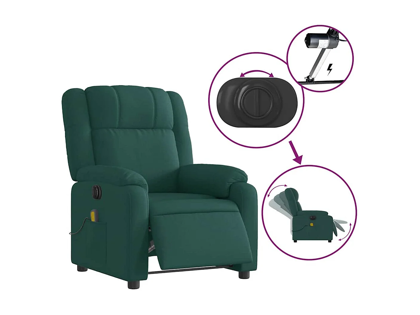 Massagesessel Elektrisch | Relaxsessel indoor Dunkelgrün Stoff SHL37878