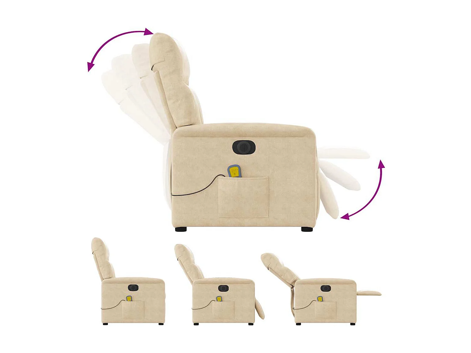 Sillón de relax | Sillón reclinable masaje eléctrico tela microfibra color crema SHL7292