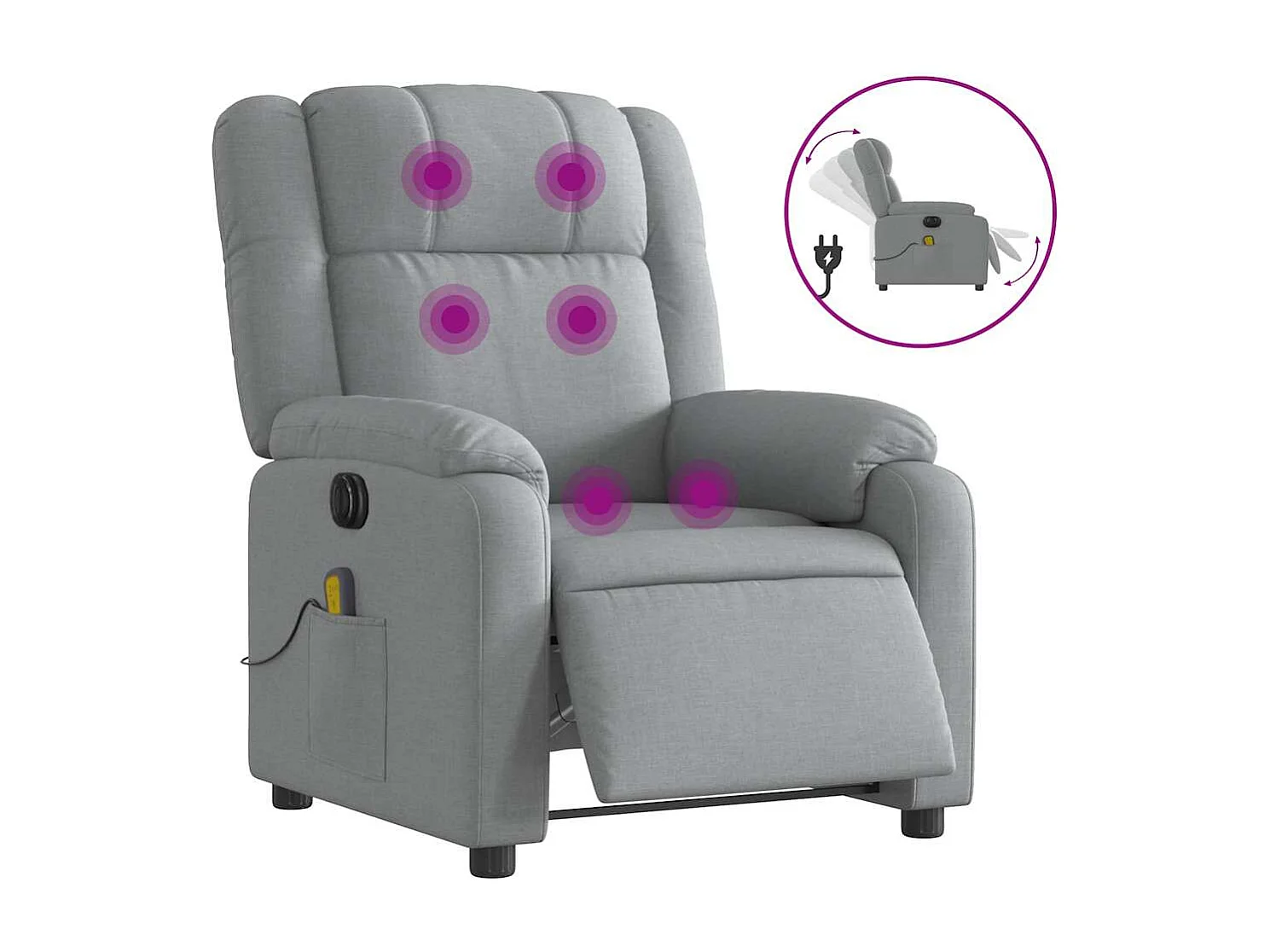 Fauteuil inclinable électrique-Fauteuil de massage pour Salon gris clair tissu SHL3101