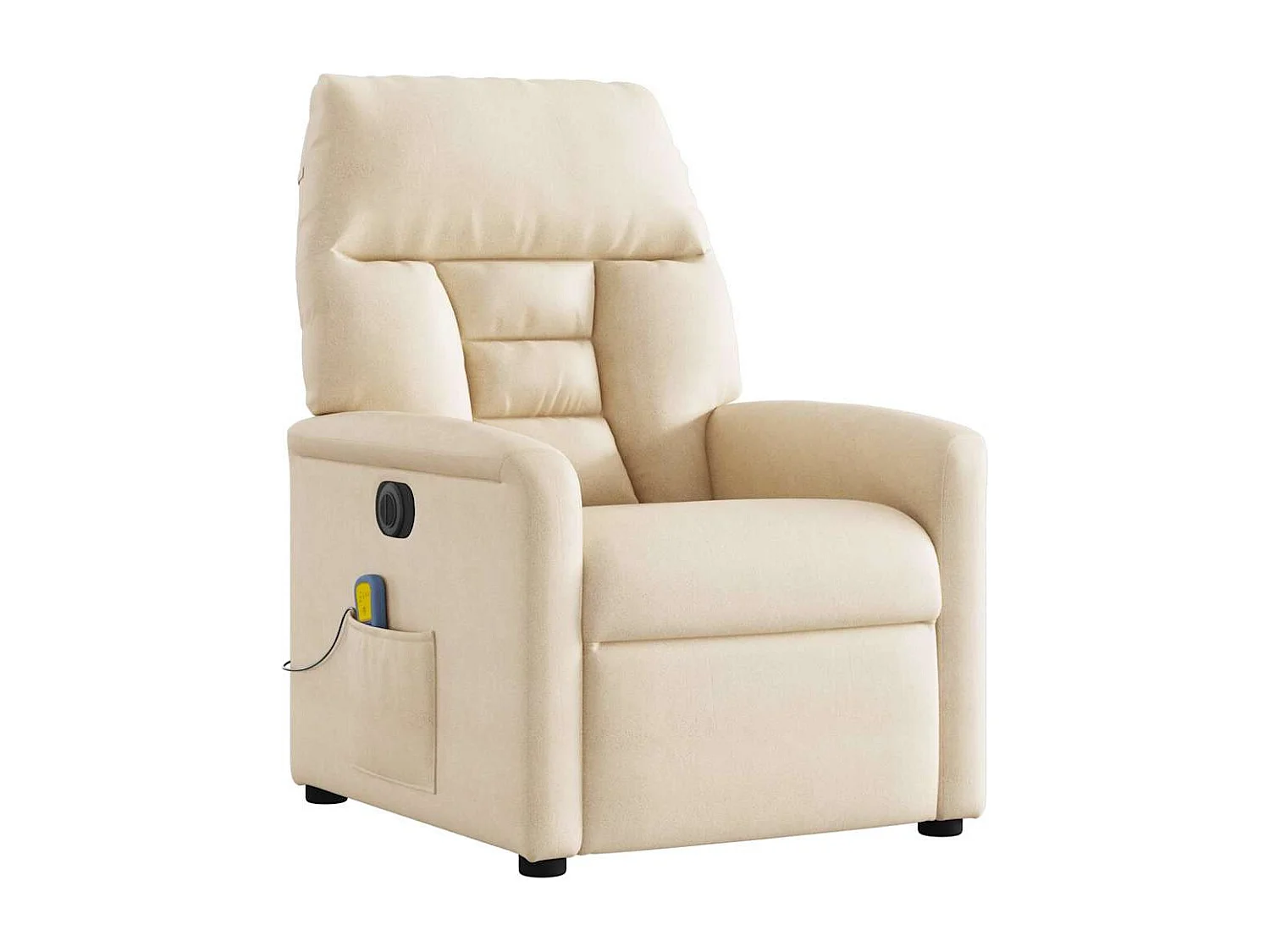Poltrona massagens reclinável elétrica tecido microfibra bege SHL131096