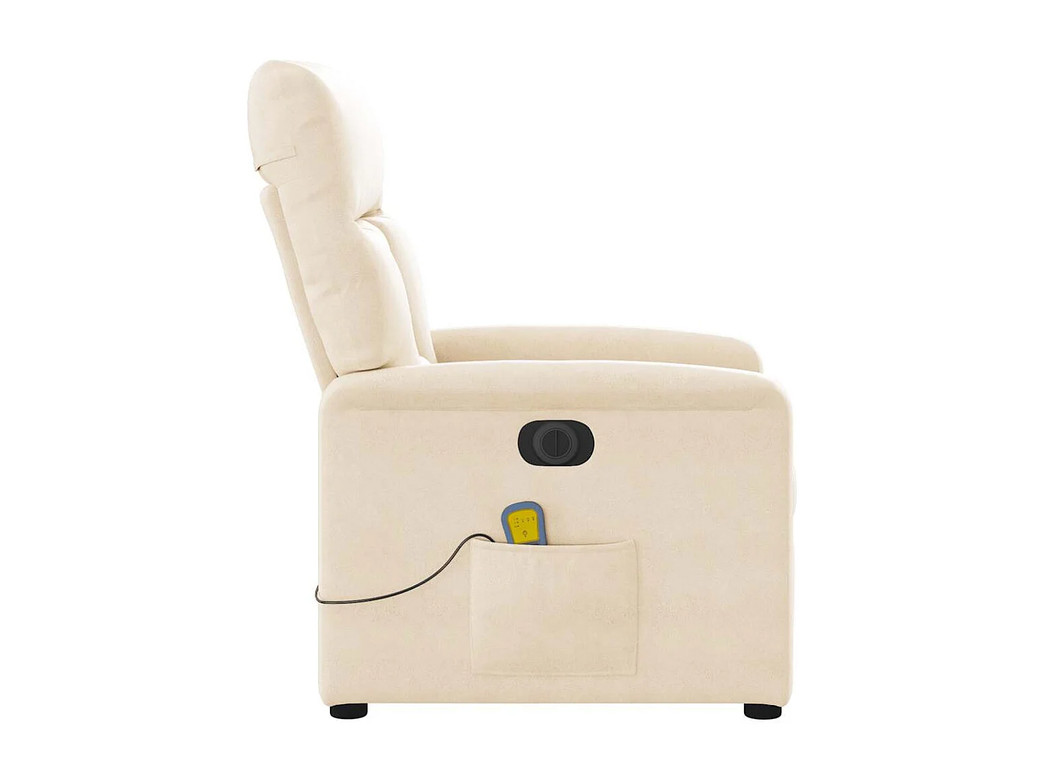 Poltrona massagens reclinável elétrica tecido microfibra bege SHL131096