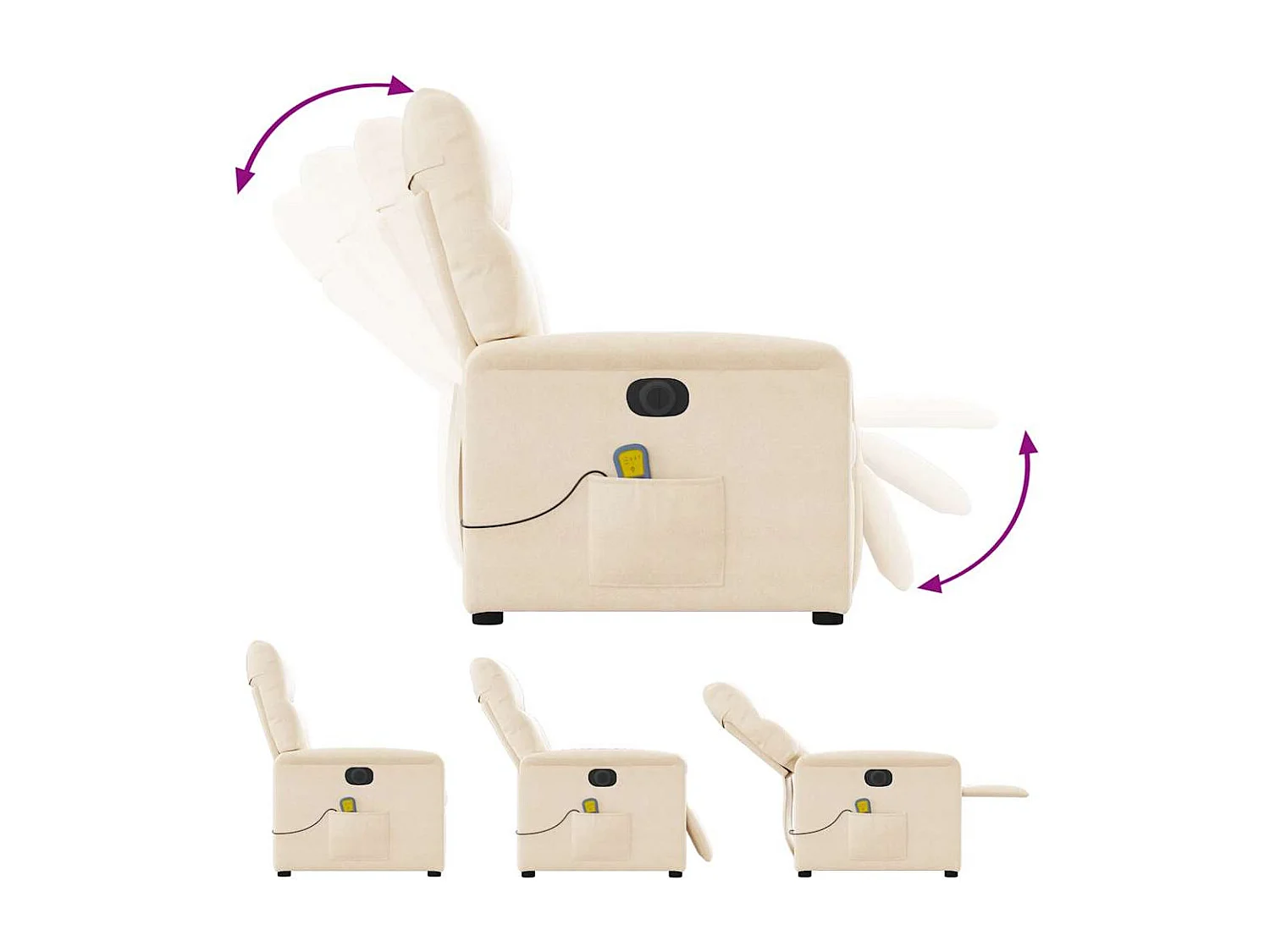 Poltrona massagens reclinável elétrica tecido microfibra bege SHL131096