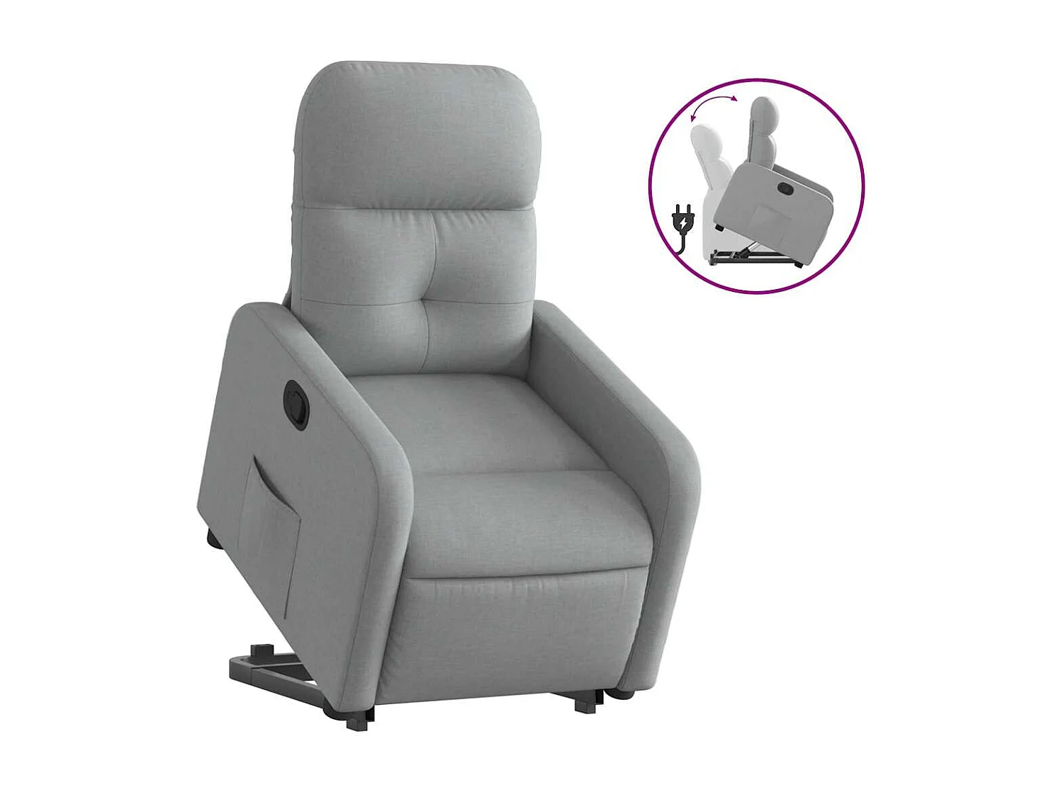 Fauteuil inclinable-Chaise de relax-Fauteuil TV Gris clair Tissu SHL1597