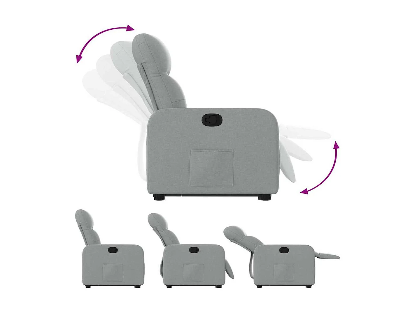 Fauteuil inclinable-Chaise de relax-Fauteuil TV Gris clair Tissu SHL1597