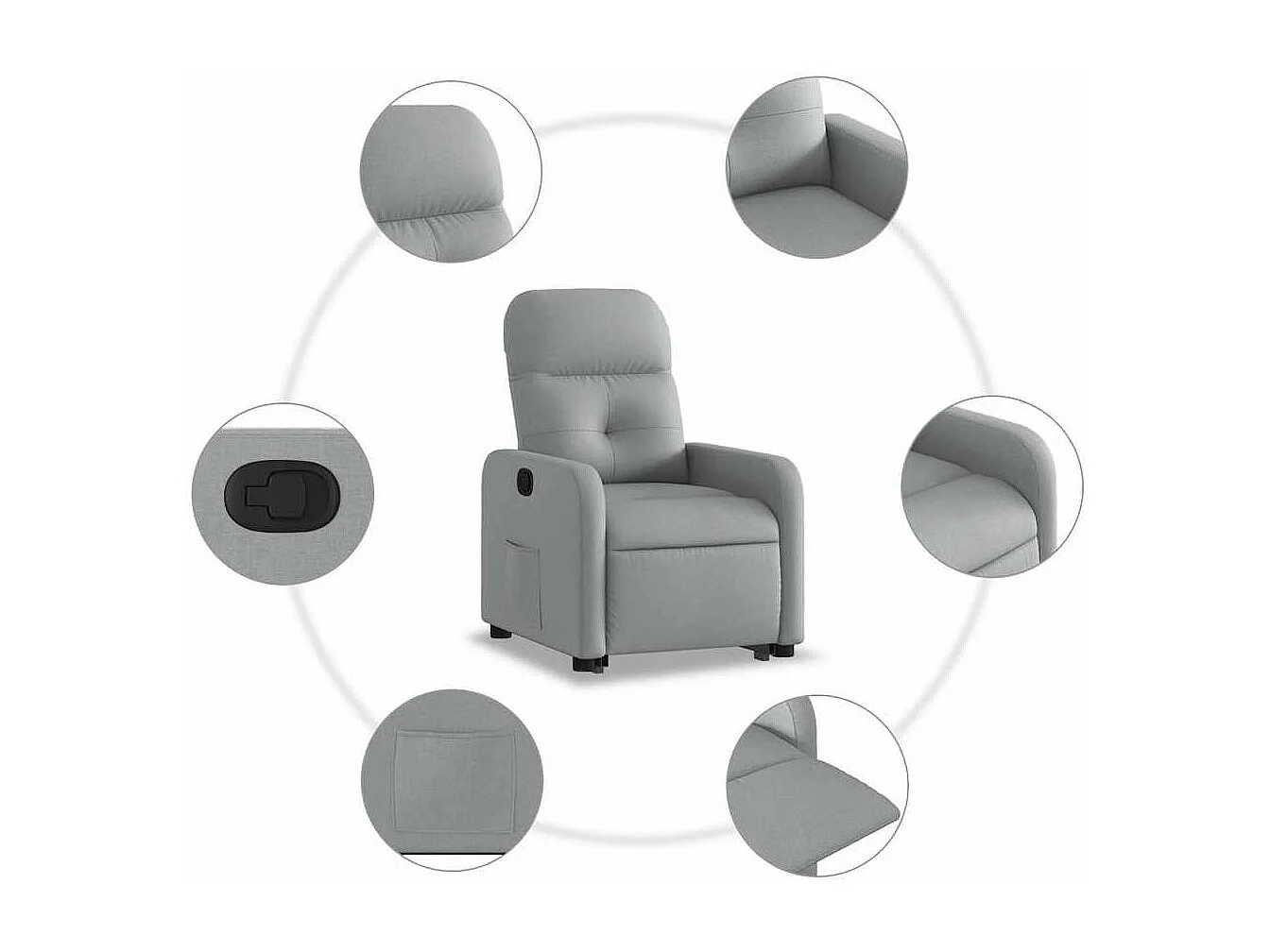 Fauteuil inclinable-Chaise de relax-Fauteuil TV Gris clair Tissu SHL1597