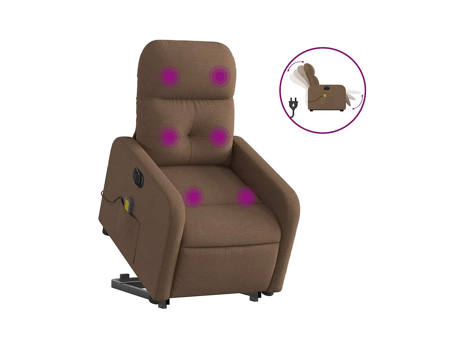 Fauteuil inclinable électrique-Chaise de relax-Fauteuil de Massage Marron Tissu SHL1830