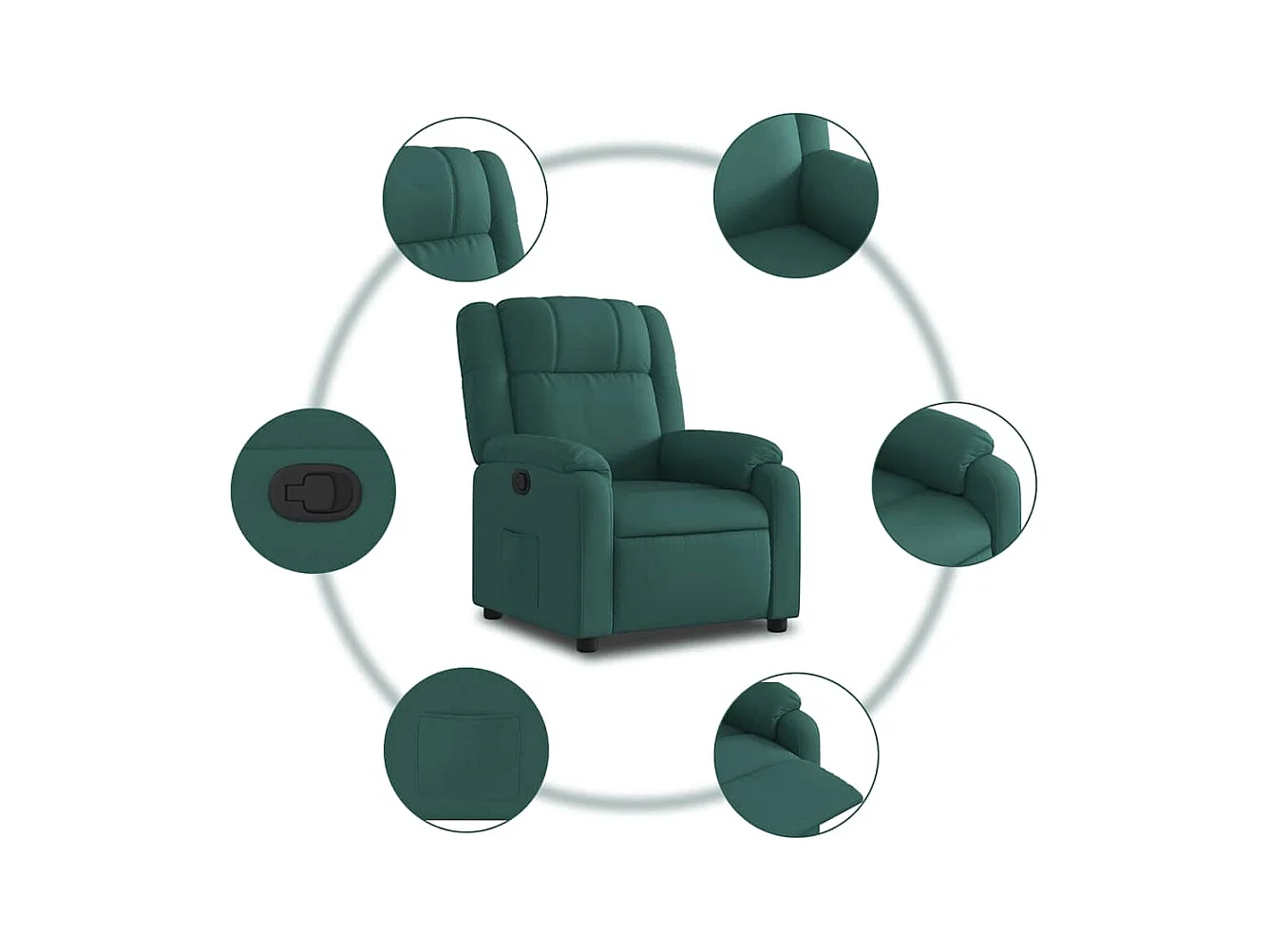 Fauteuil inclinable-Chaise-Fauteuil salon Vert foncé Tissu SHL2095
