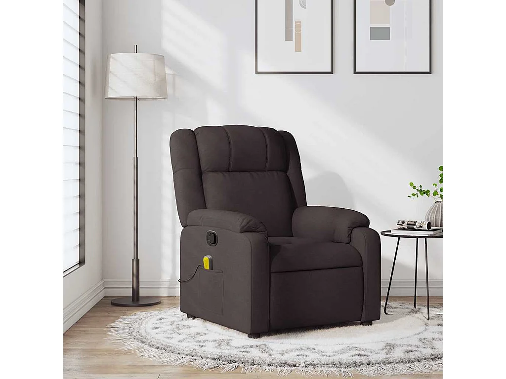 Fauteuil inclinable-Chaise de relax-Fauteuil de Massage Marron foncé Tissu SHL1404