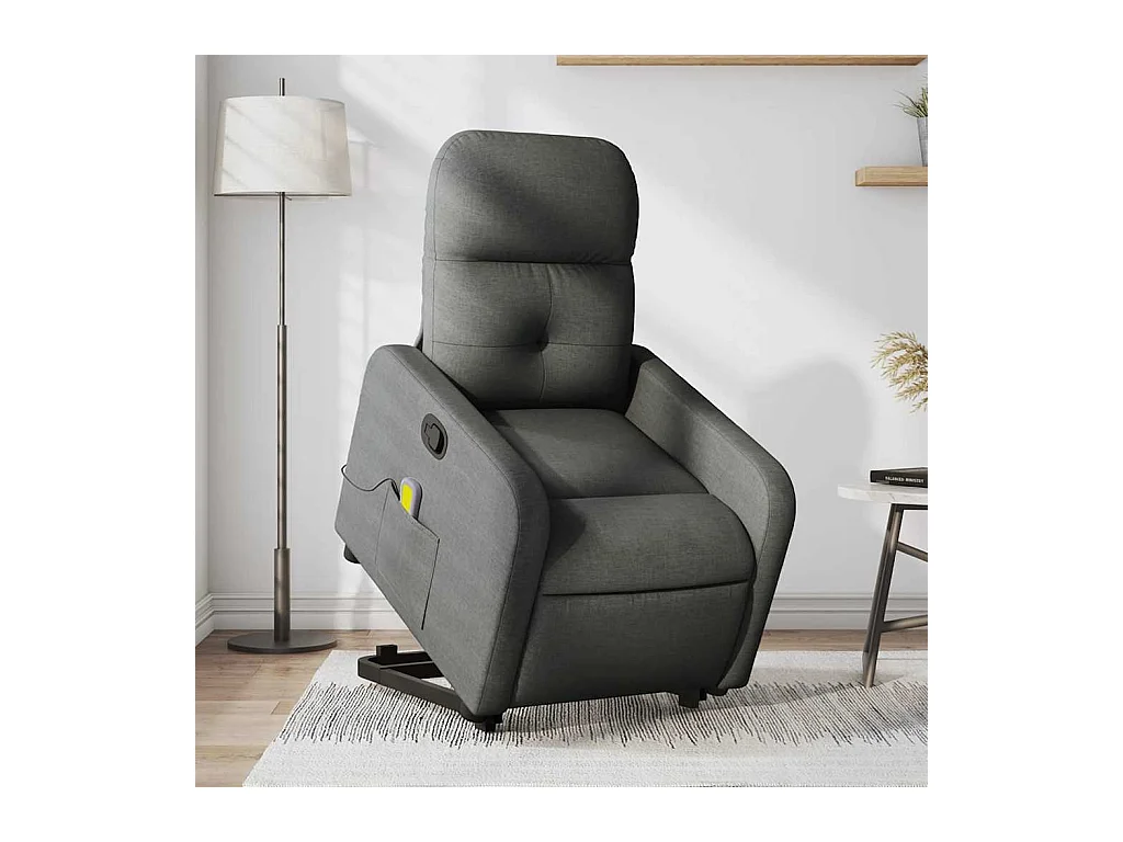 Poltrona elevatória de massagens tecido cinzento-escuro SHL574501