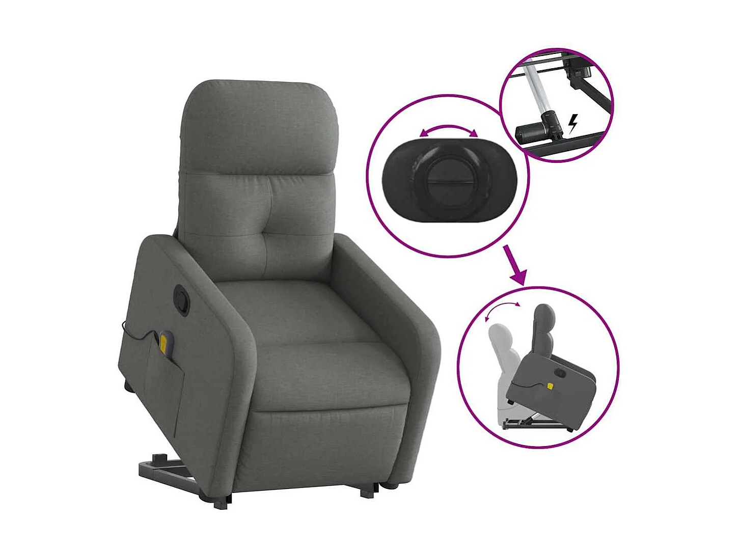 Silla de masaje reclinable de pie de tela gris oscuro SHL7901