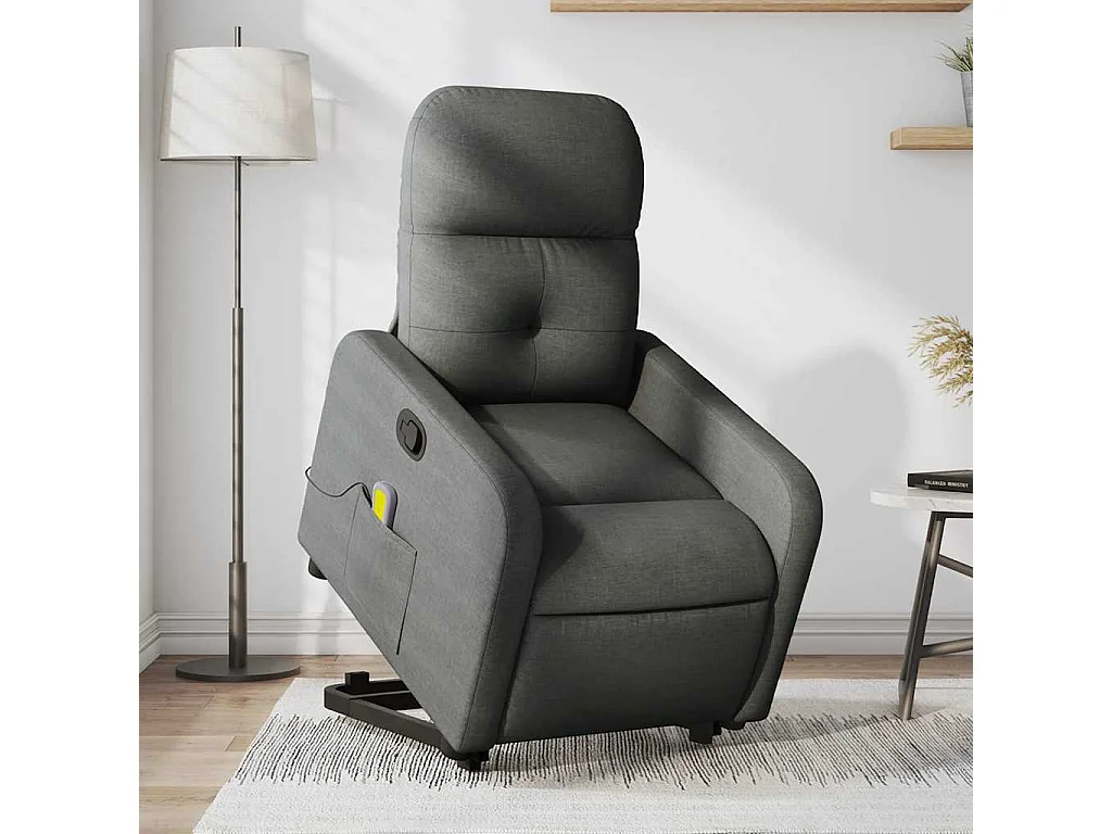 Fauteuil inclinable-Chaise de relax-Fauteuil de Massage Gris foncé Tissu SHL5110