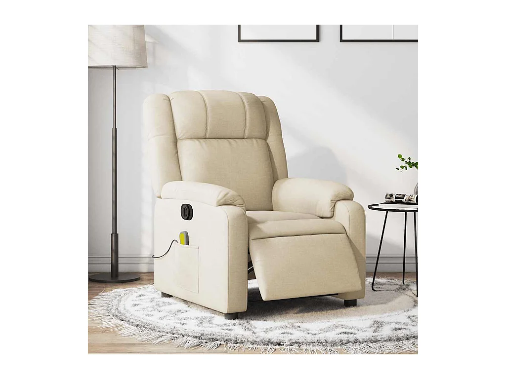 Poltrona de massagens reclinável elétrica tecido creme SHL440916