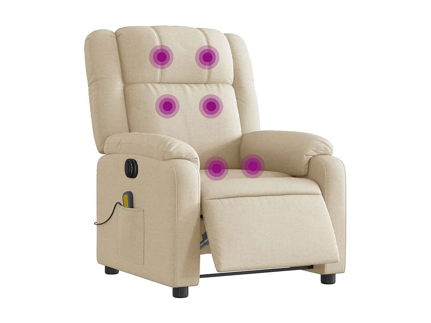 Fauteuil inclinable électrique-Chaise-Fauteuil de Massage crème tissu SHL2283