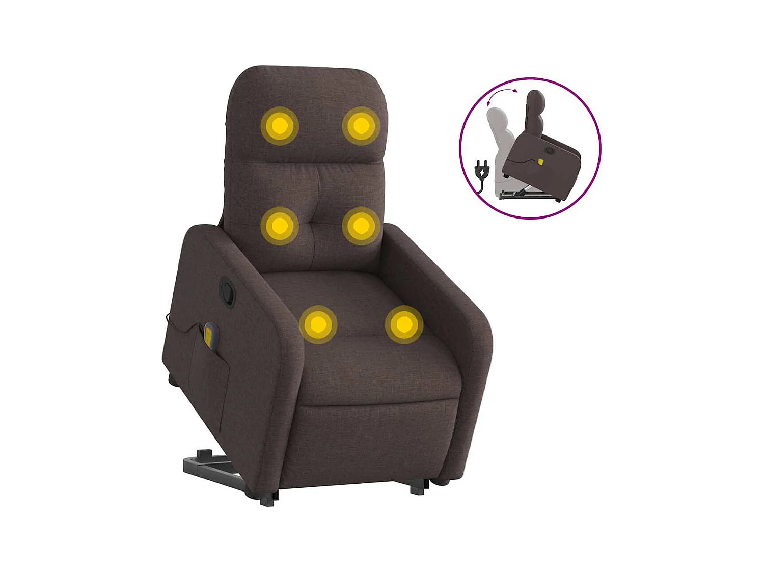 Fauteuil inclinable-Chaise de relax-Fauteuil de Massage Marron foncé Tissu SHL1675