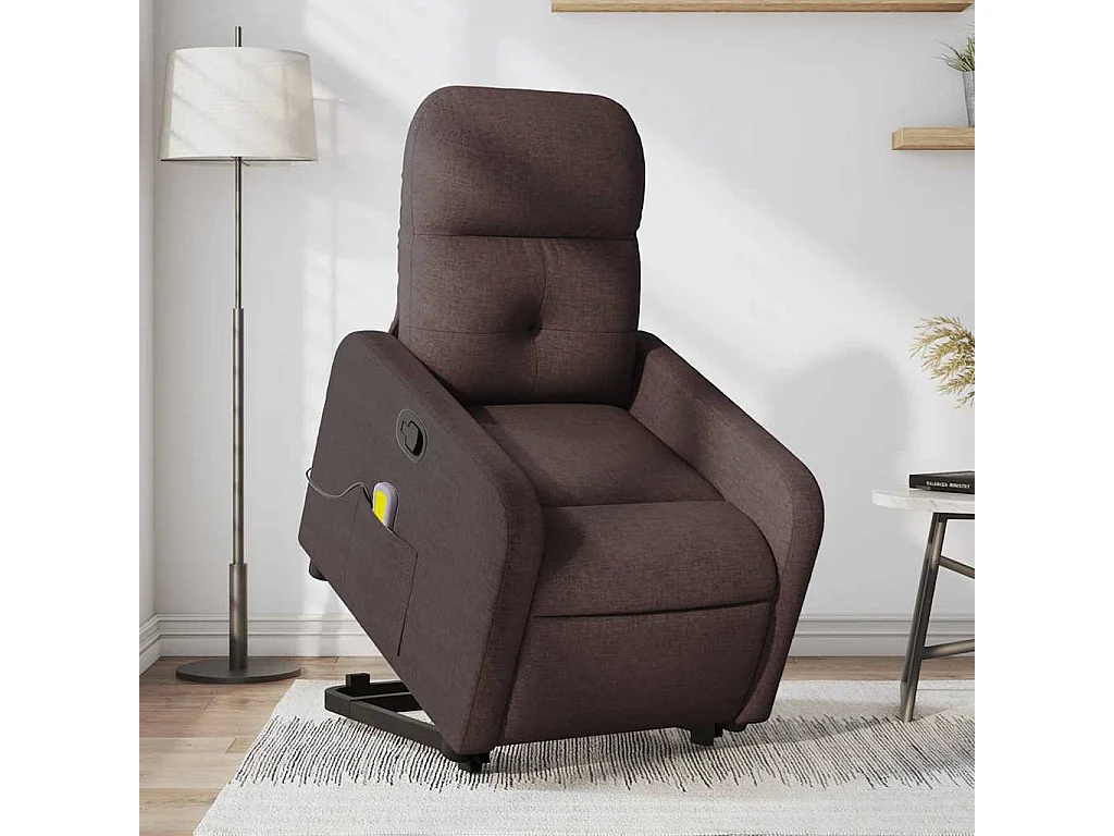 Fauteuil inclinable-Chaise de relax-Fauteuil de Massage Marron foncé Tissu SHL1675